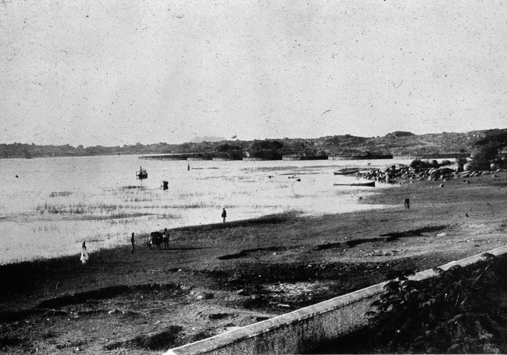 Mir Alam Tank, Hyderabad, photographed from its west bank in the 1880s